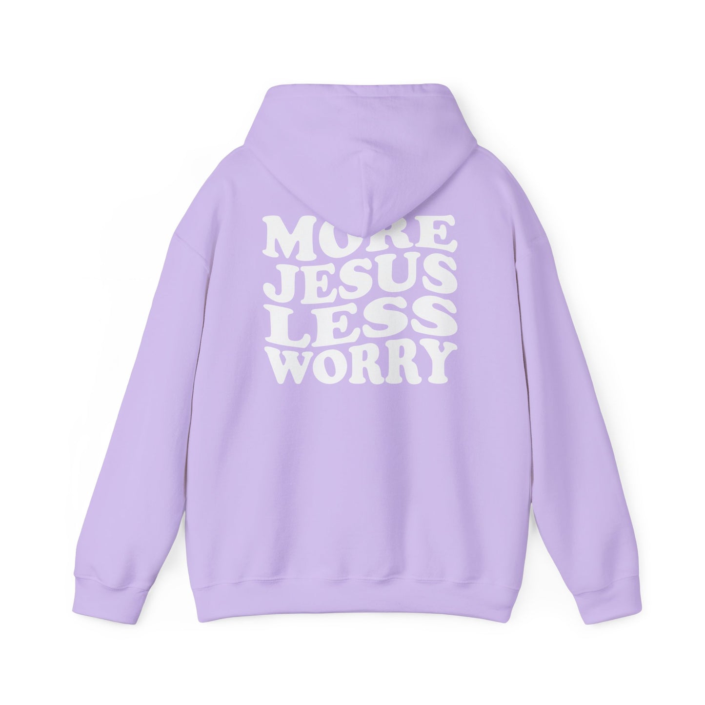 More Jesus Less Worry Hoodie, Faith-Inspired Sweatshirt, cozy gift for believers, Christian apparel, spiritual encouragement wear