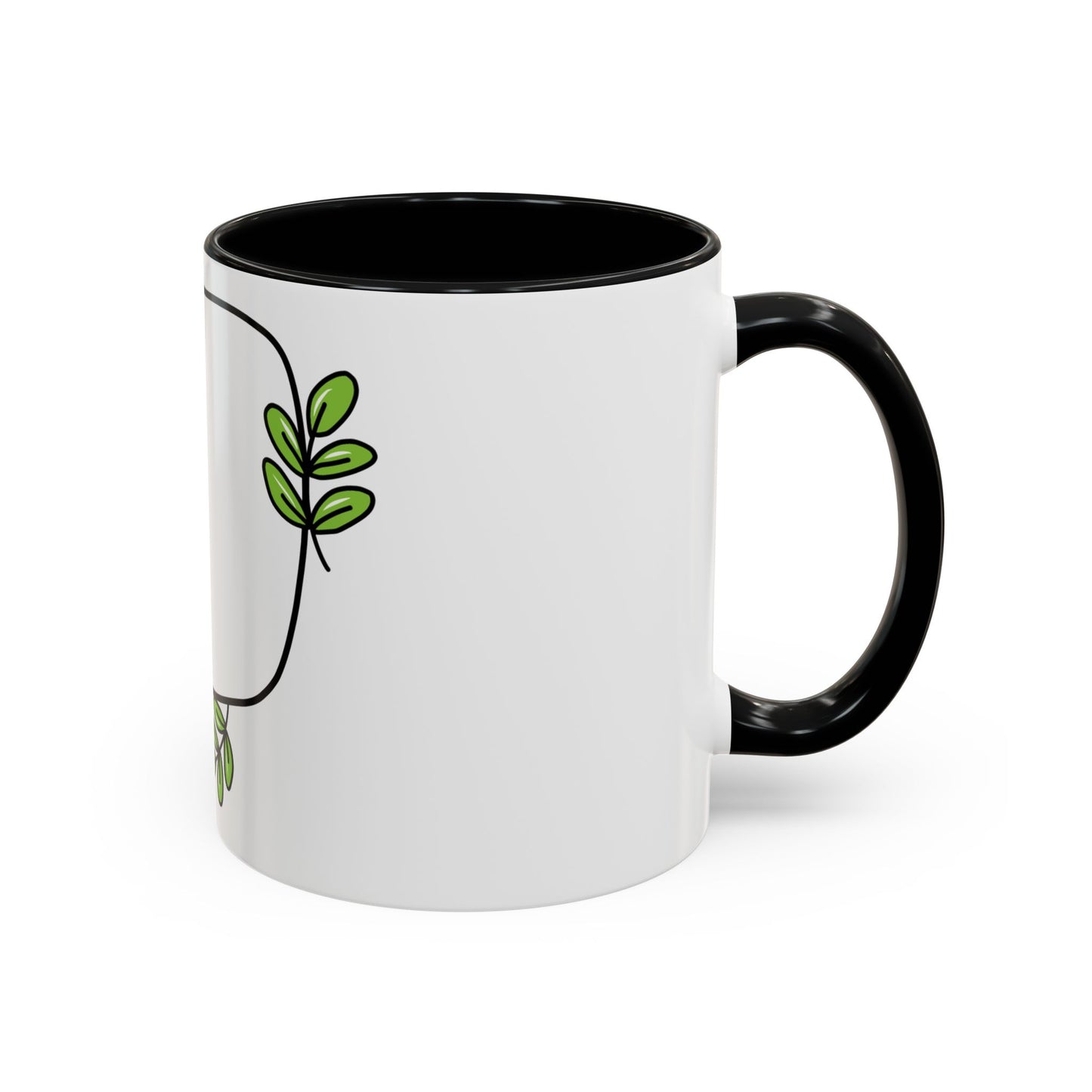 Customizable Accent Coffee Mug - Whimsical Design with Green Leaves