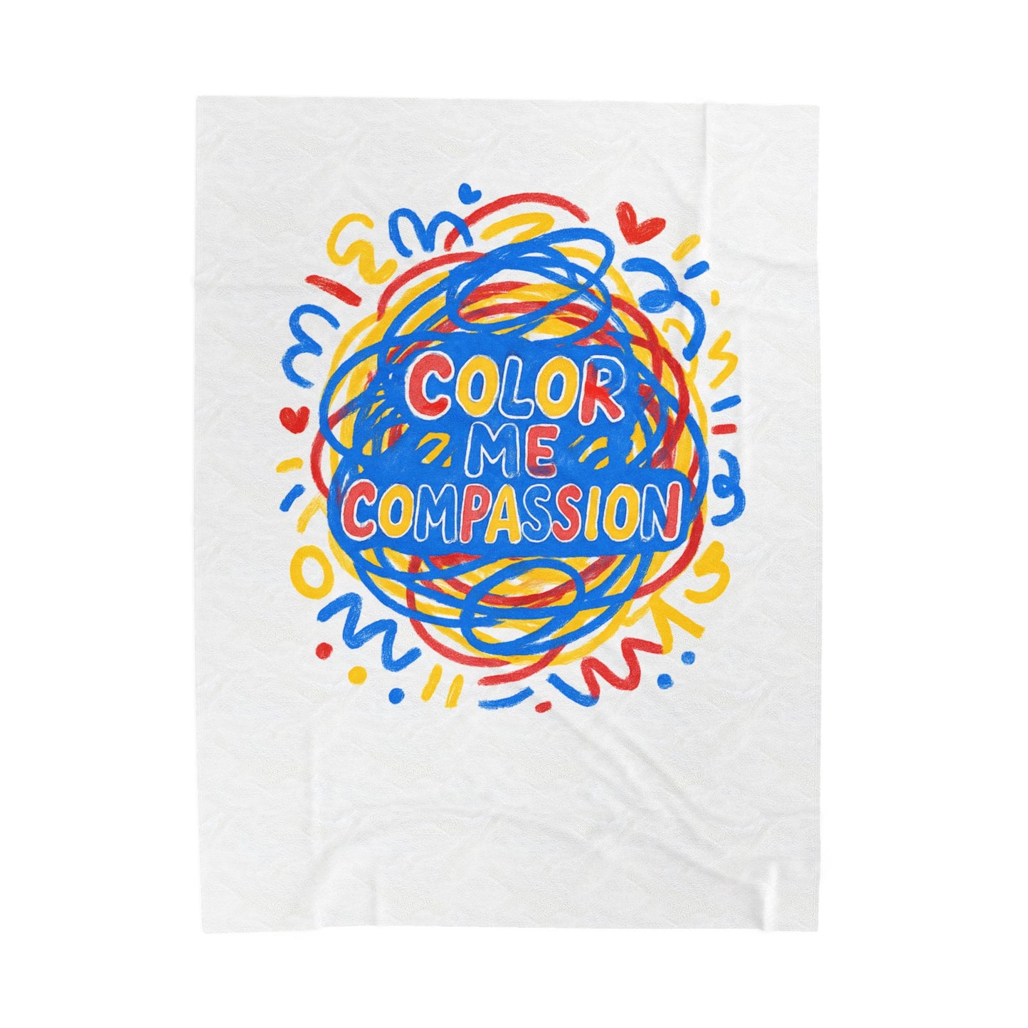 Color Me Compassion Velveteen Plush Blanket | Rainbow Scribble Compassion
