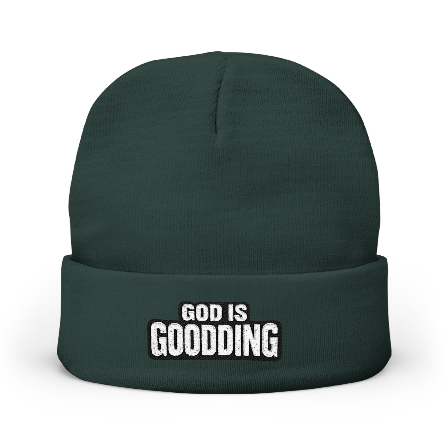 God Is Goodding knit beanie | embroidered Christian faith cuff hat