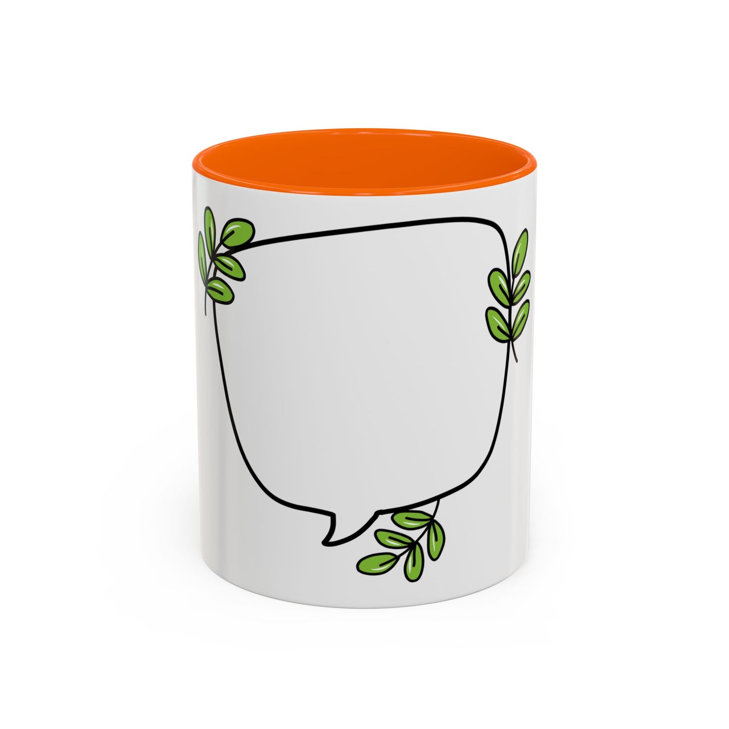 Customizable Accent Coffee Mug - Whimsical Design with Green Leaves