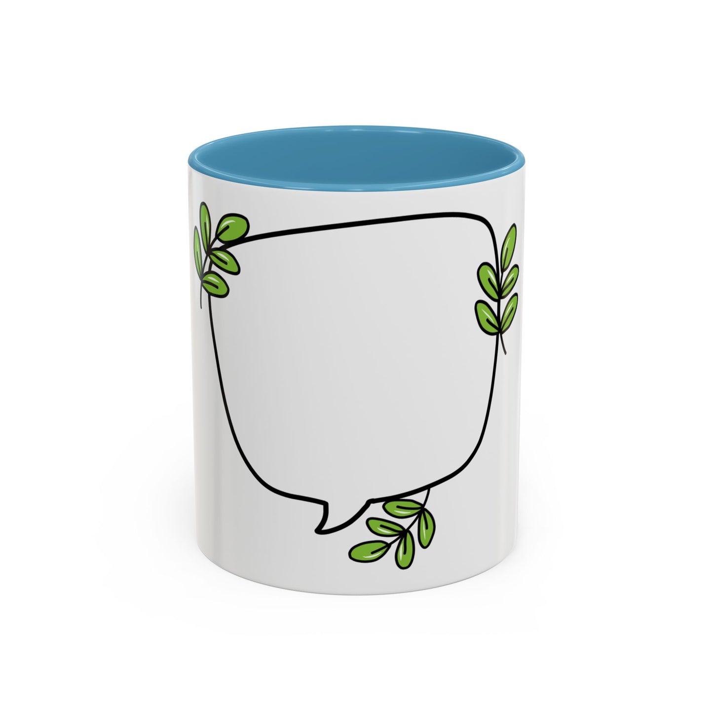 Customizable Accent Coffee Mug - Whimsical Design with Green Leaves