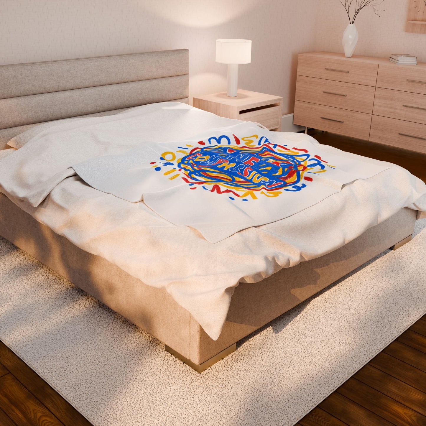 Color Me Compassion Velveteen Plush Blanket | Rainbow Scribble Compassion