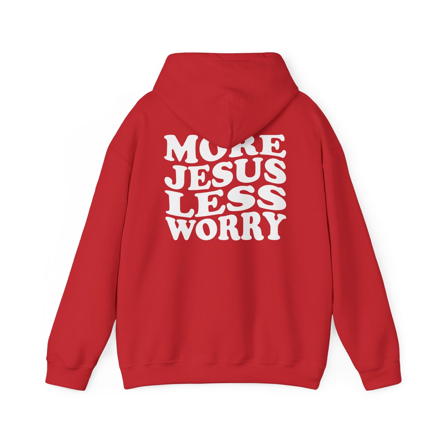 More Jesus Less Worry Hoodie, Faith-Inspired Sweatshirt, cozy gift for believers, Christian apparel, spiritual encouragement wear