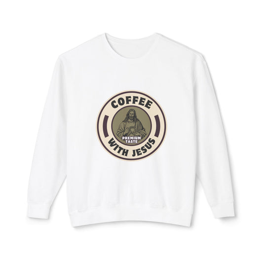 Unisex Lightweight Crewneck Sweatshirt - Men's Coffee With Jesus