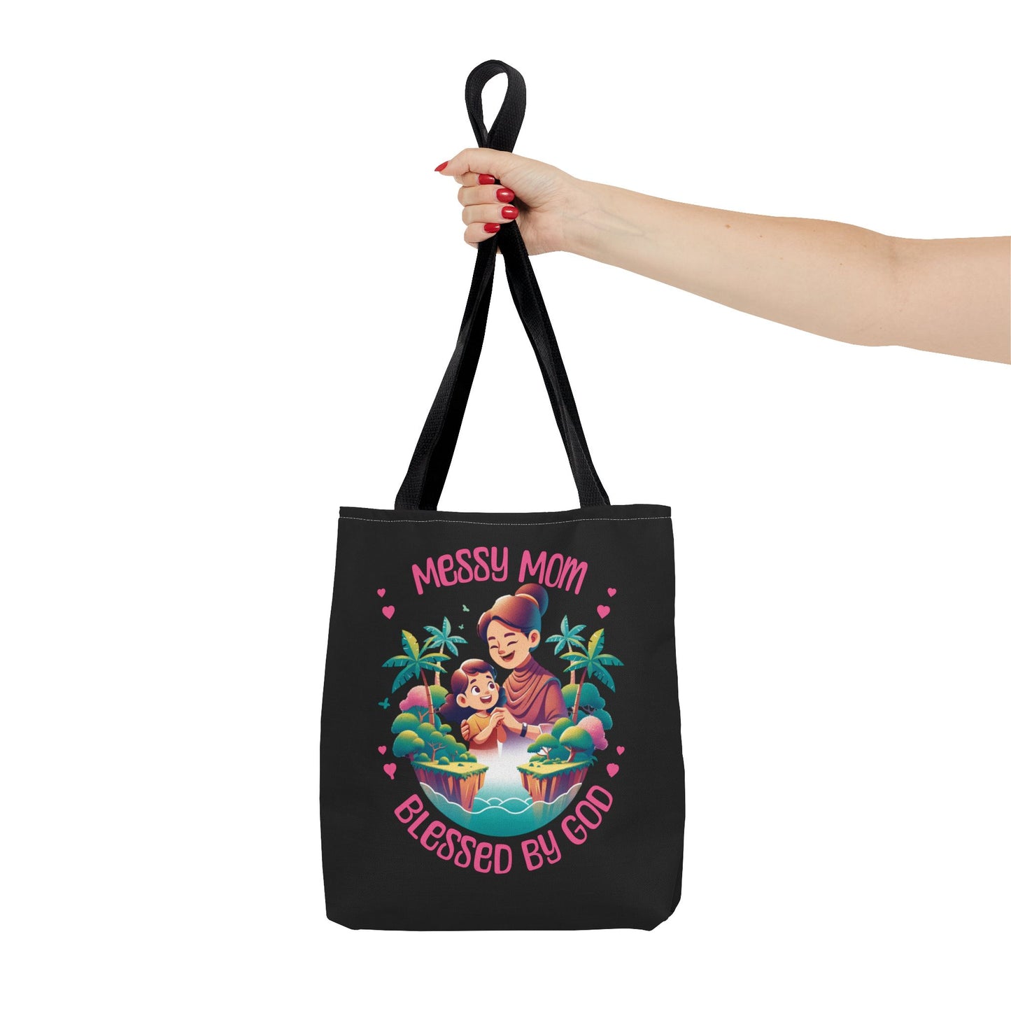 Messy Mom Blessed by God Tote Bag - Perfect Gift for Mother's Day and Everyday Use-Black