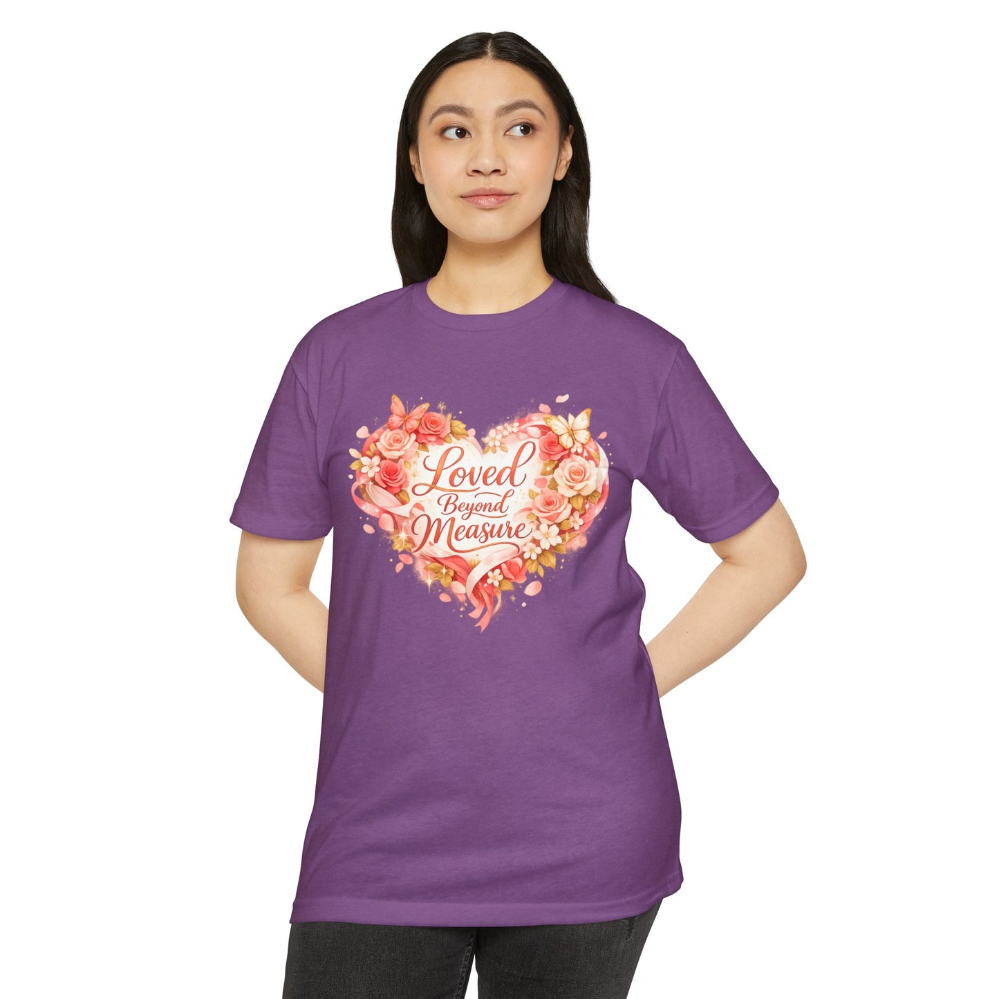 Loved Beyond Measure T-Shirt | Floral Heart Typography