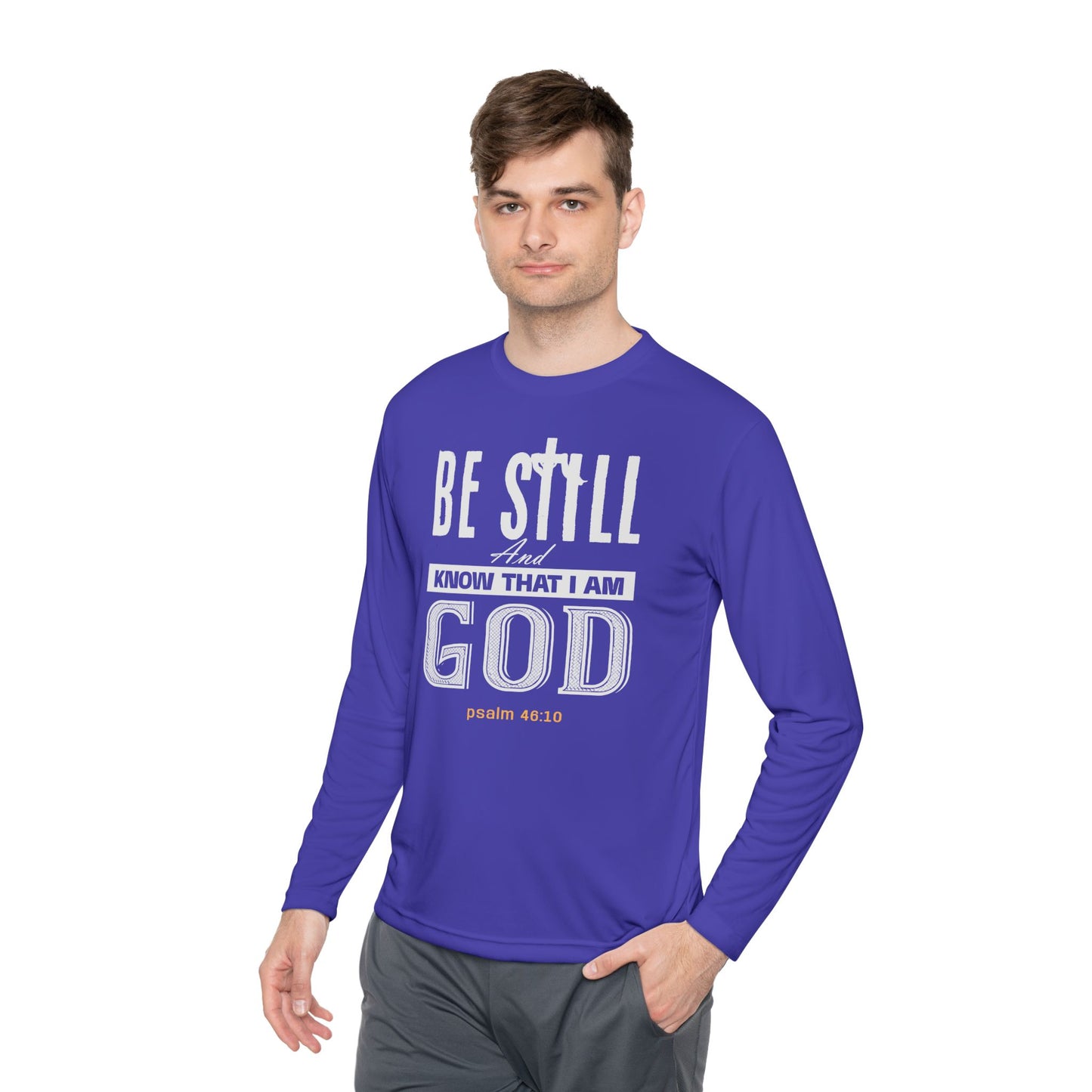 Religious Long Sleeve Tee - Be Still And Know That I Am God-Black
