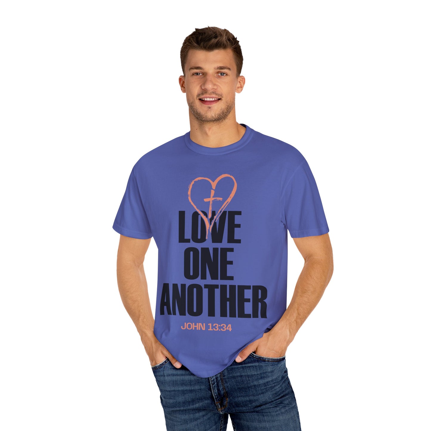 Unisex Garment-Dyed T-Shirt - Love One Another Motivational Tee