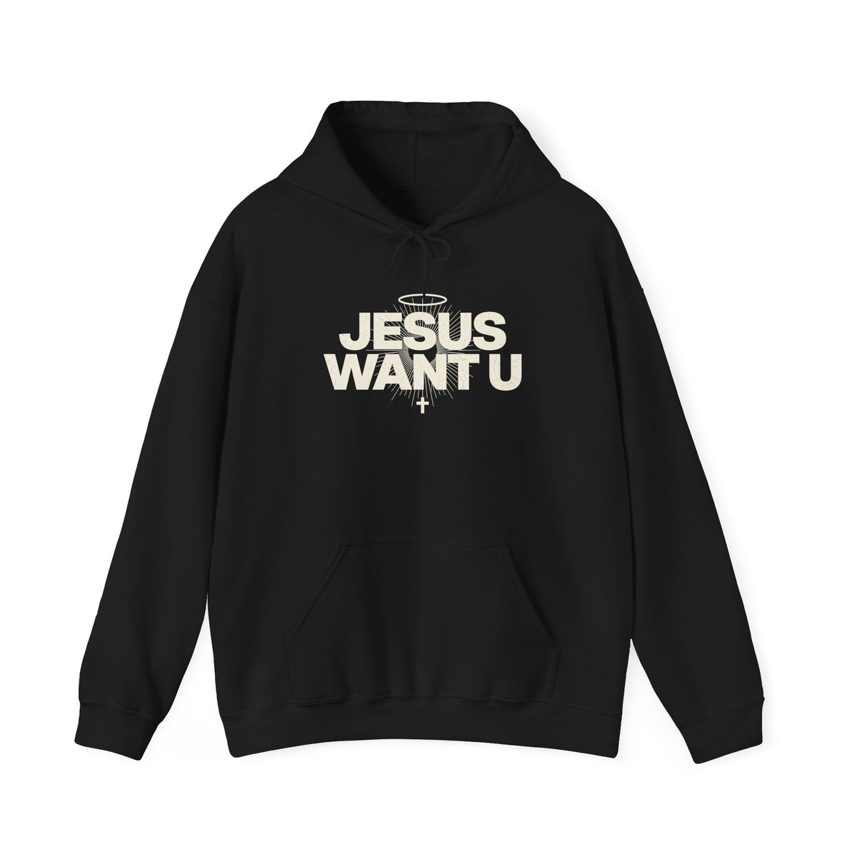 Jesus Want U Hoodie | Faith Christian Cross Halo Sweatshirt