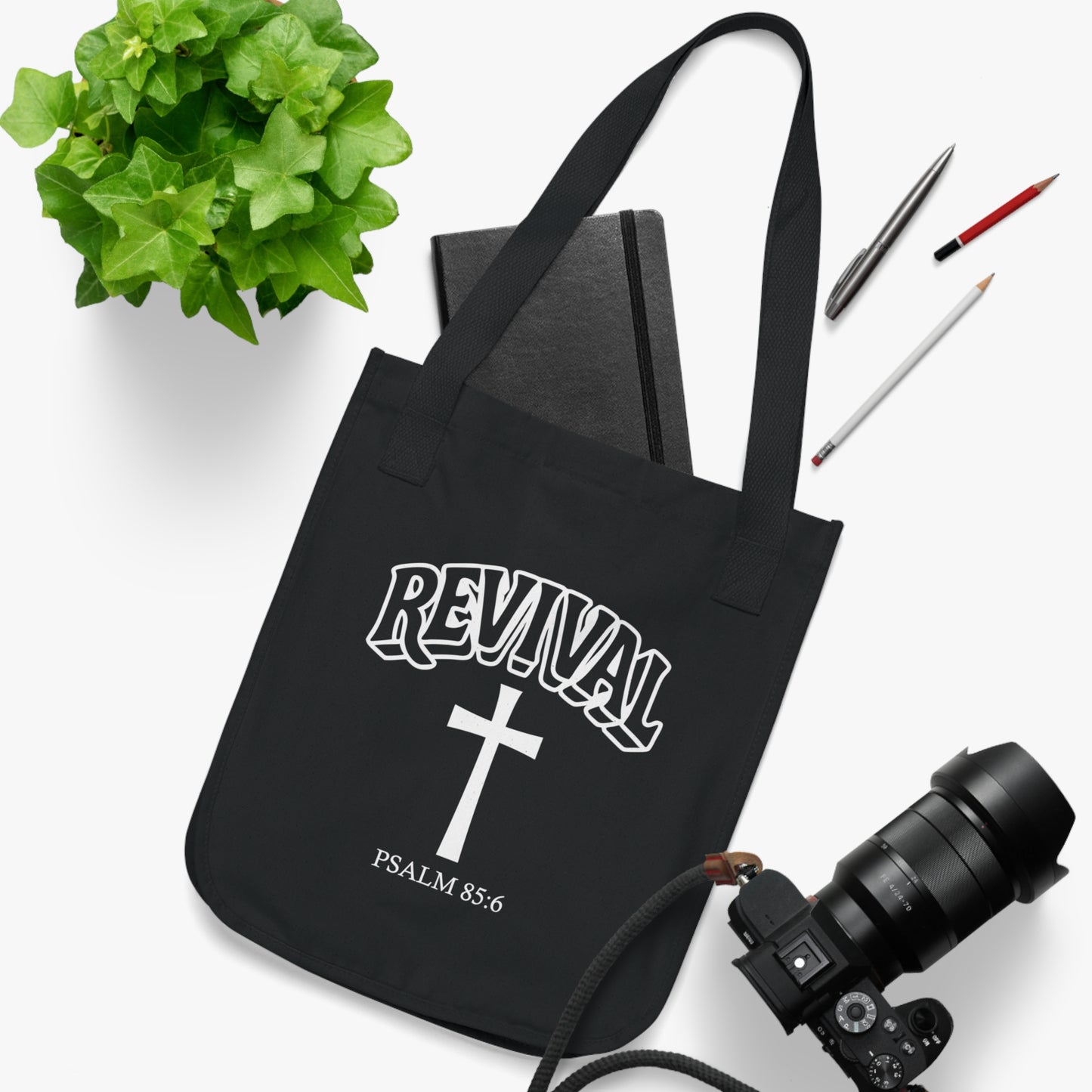 Revival Cross Tote Bag, Eco-Friendly Organic Canvas, Shopping Bag, Religious