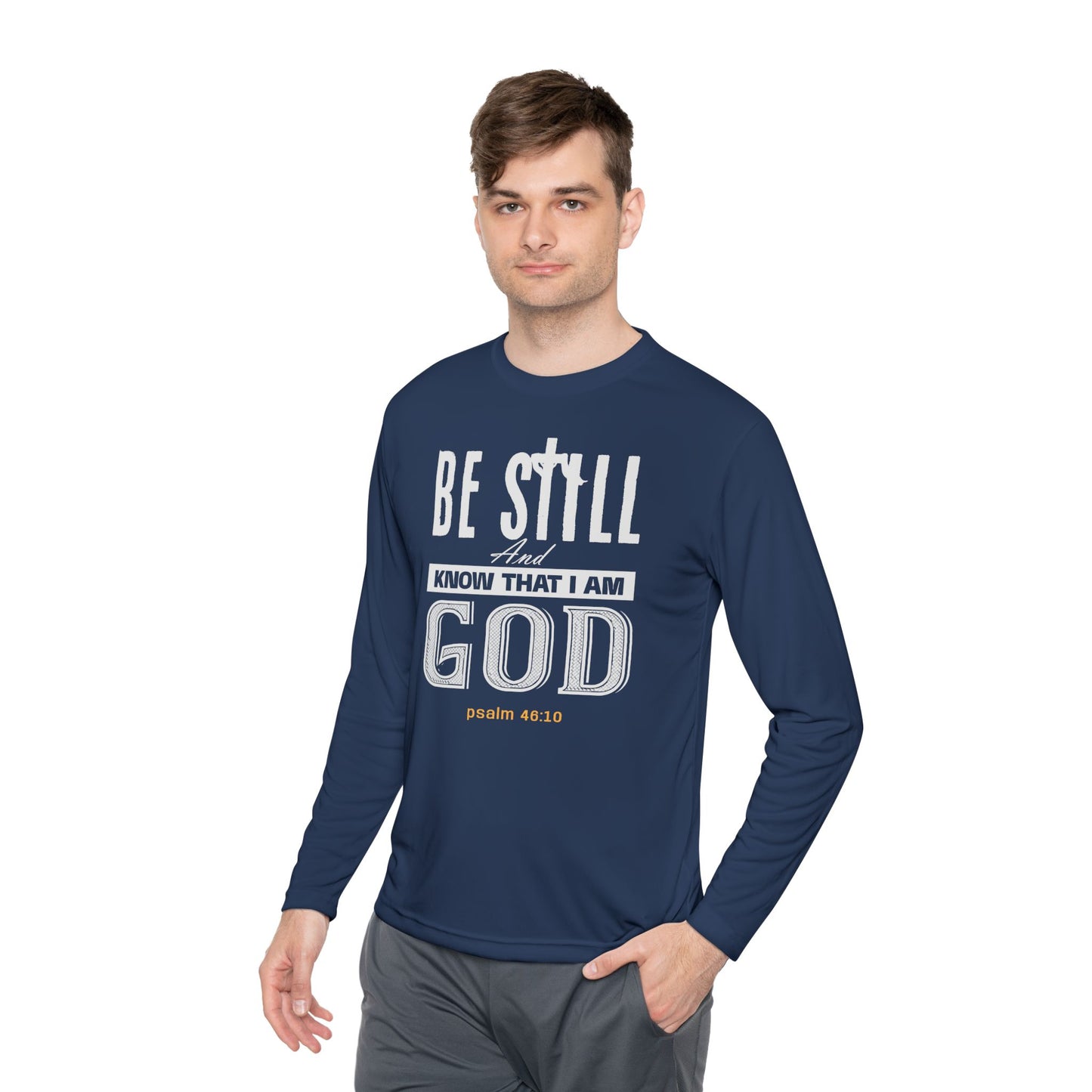 Religious Long Sleeve Tee - Be Still And Know That I Am God-Black
