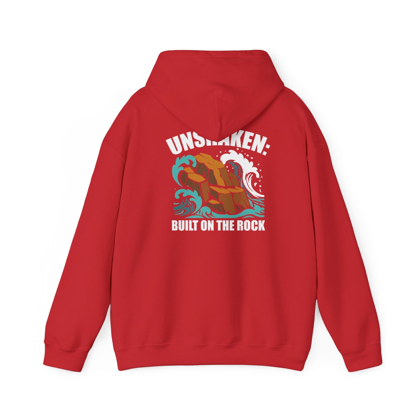 Motivational Unisex Hoodie - "Unshaken: Built on the Rock" - Comfortable Apparel for Everyday, Gift for Friends, Inspirational