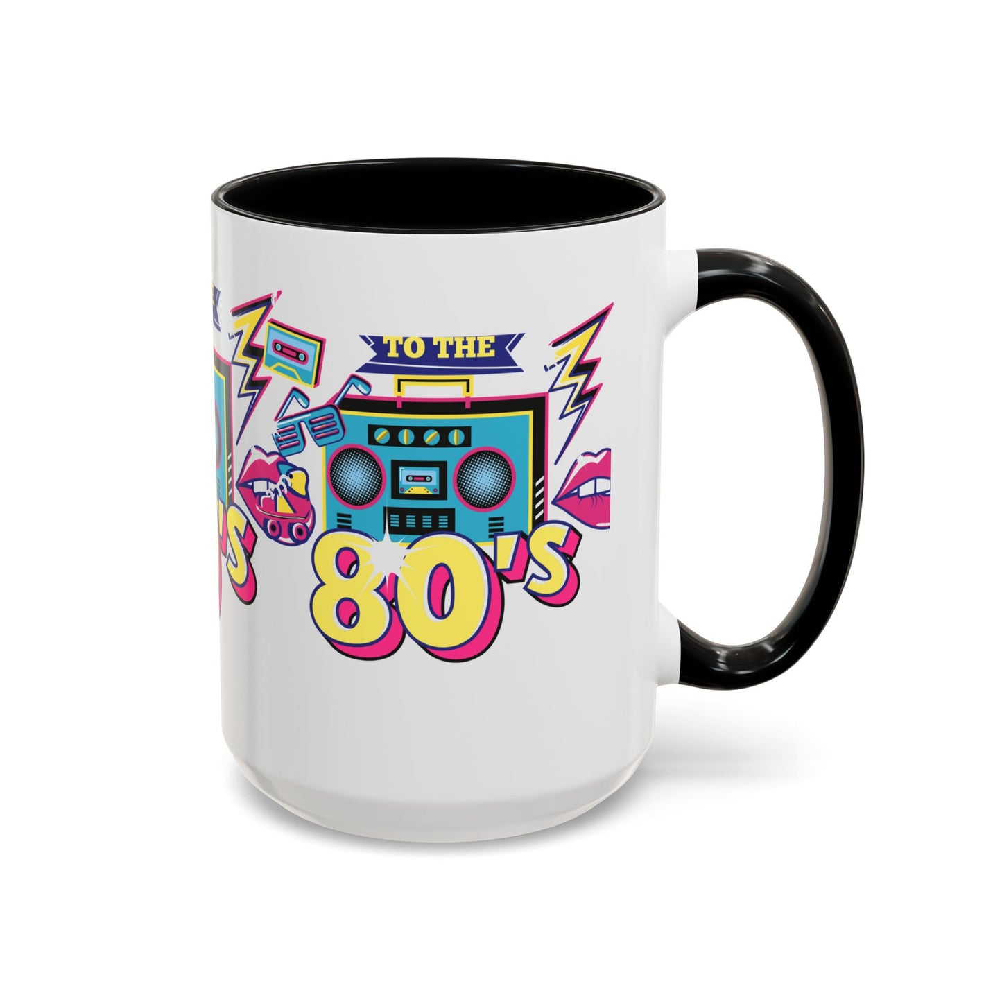 Retro 80's Coffee Mug, Vintage Mug for 80's Lovers, Nostalgic Gift, Boombox Design, Fun Drinkware for Parties