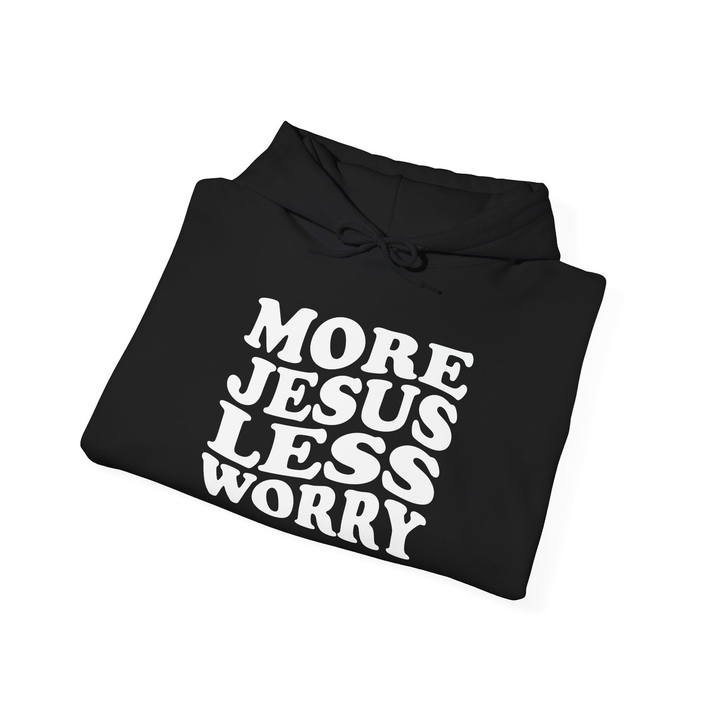More Jesus Less Worry Hoodie, Faith-Inspired Sweatshirt, cozy gift for believers, Christian apparel, spiritual encouragement wear