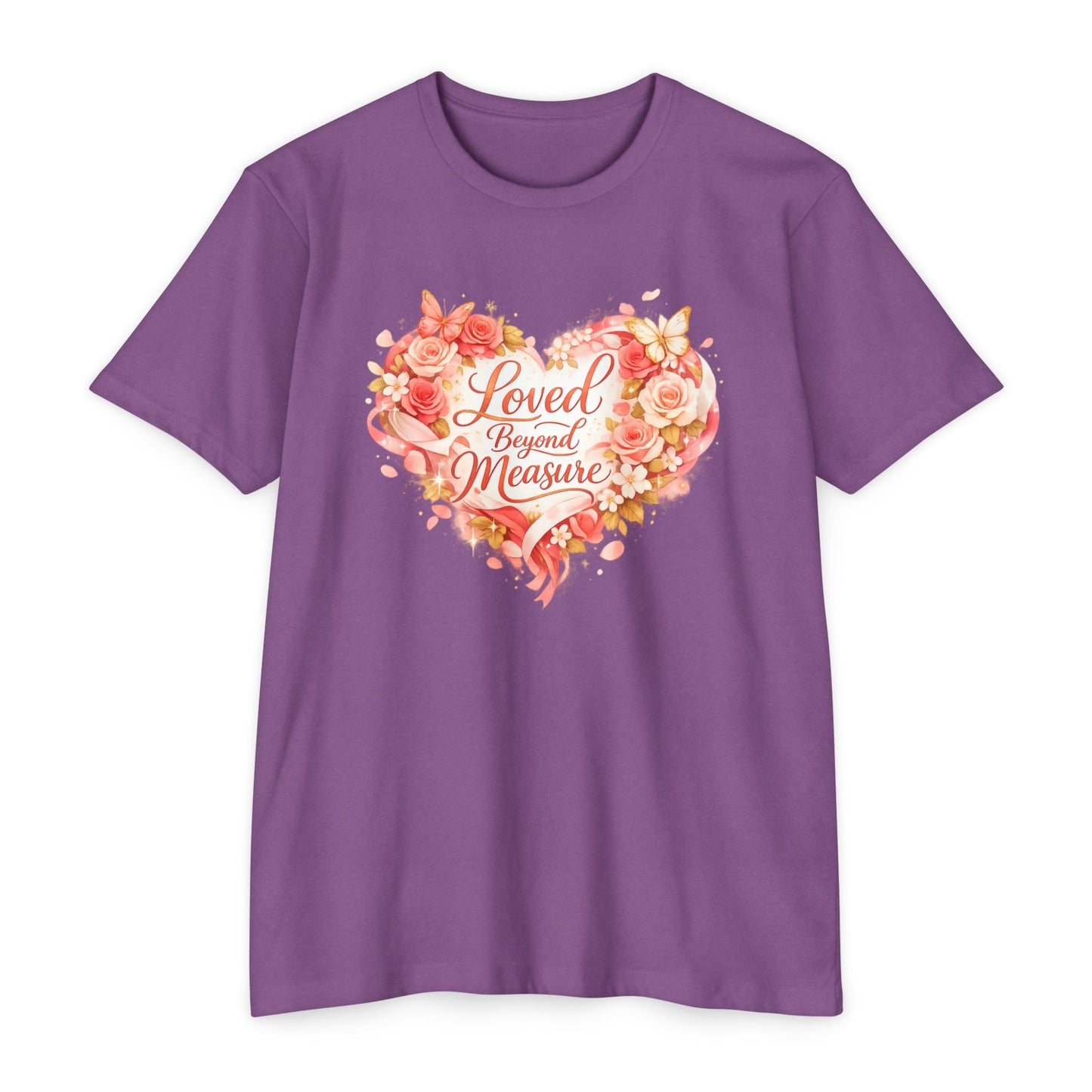 Loved Beyond Measure T-Shirt | Floral Heart Typography