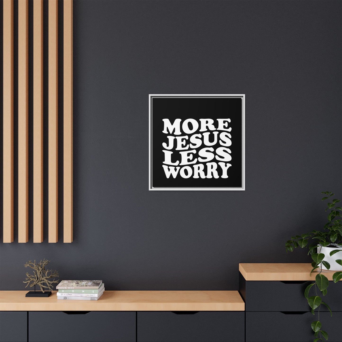Framed Wall Art: 'More Jesus, Less Worry' Inspirational Decor, Faith-Based Gift, Christian Home Decor, Relaxing Artwork, Motivational [...]