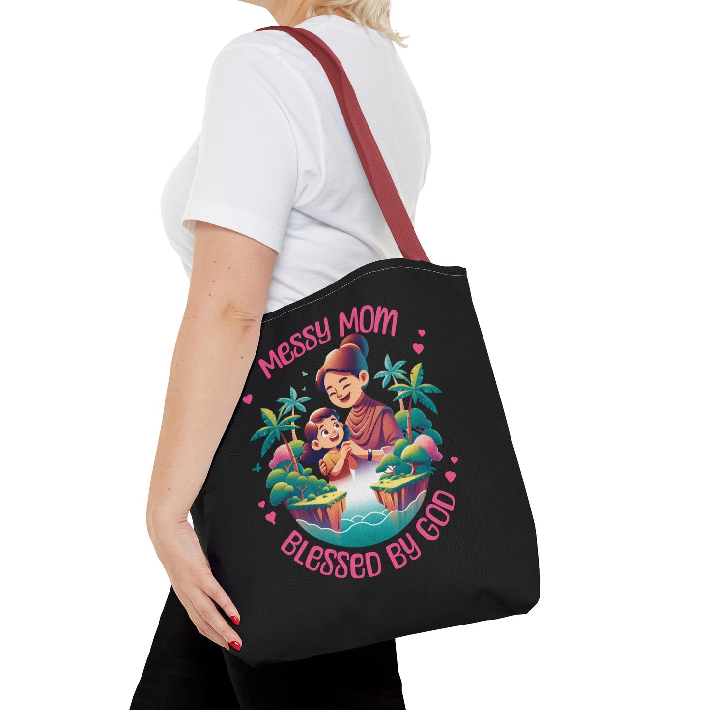 Messy Mom Blessed by God Tote Bag - Perfect Gift for Mother's Day and Everyday Use-Black