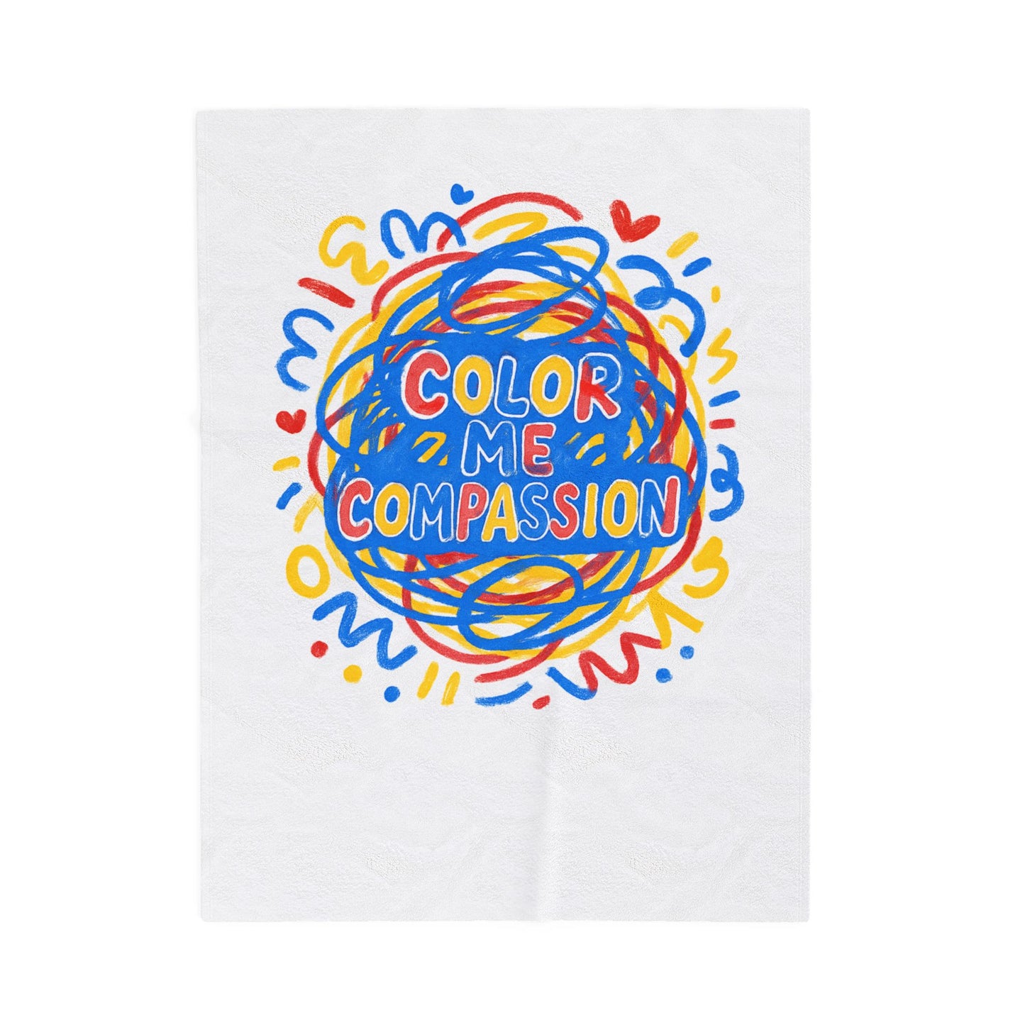 Color Me Compassion Velveteen Plush Blanket | Rainbow Scribble Compassion