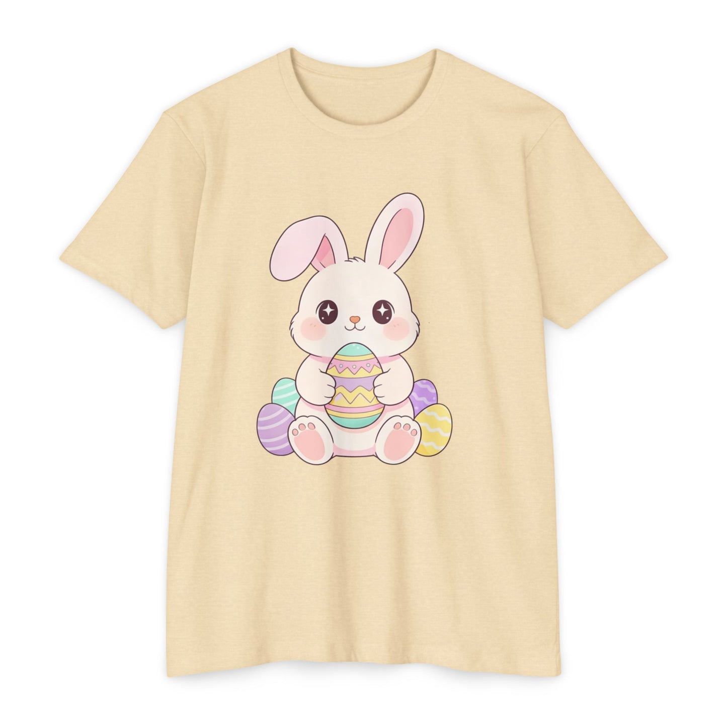 Cute Easter Bunny Holding Pastel Eggs T-shirt | Spring Easter Tee