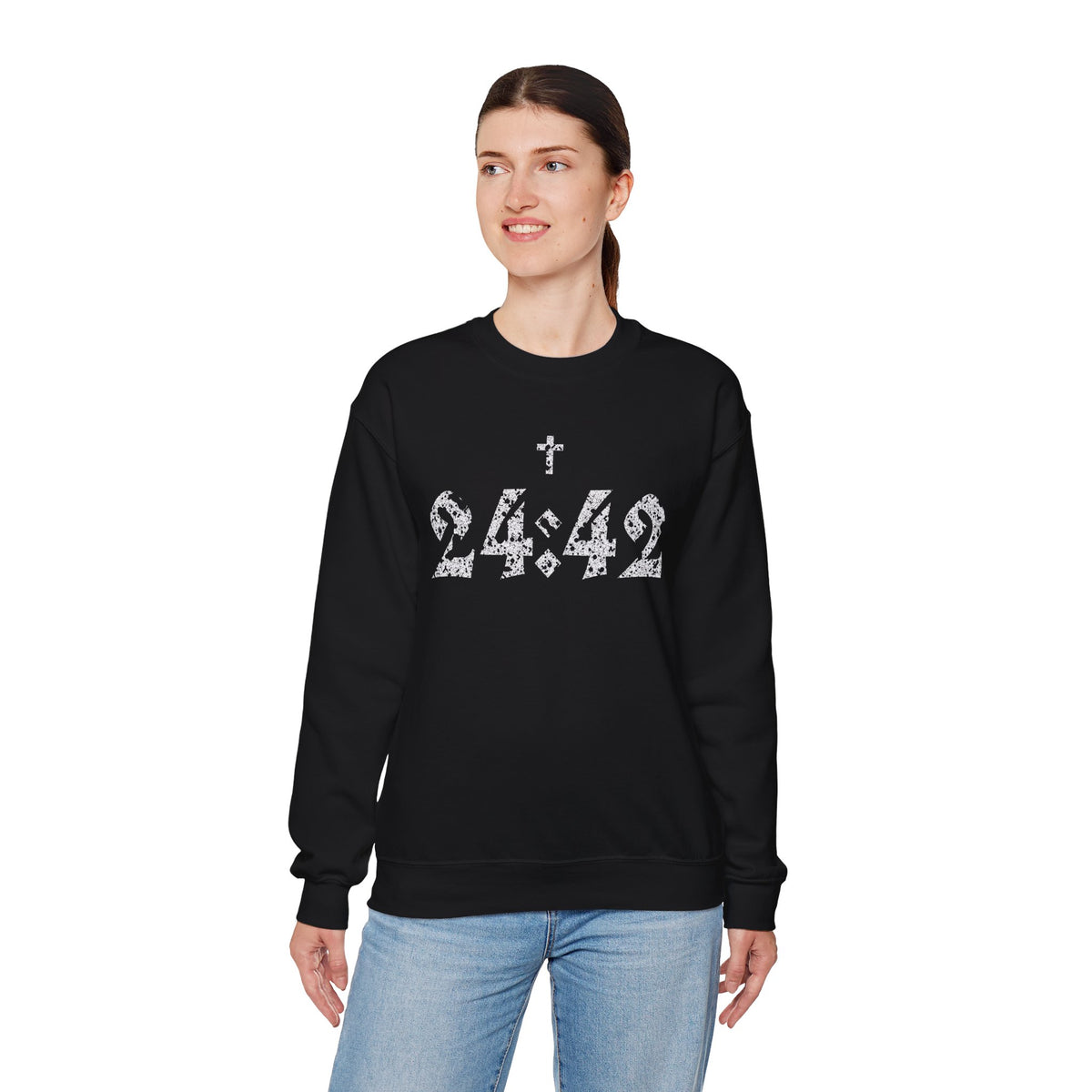 Matthew 24:42 Scripture Crewneck Sweatshirt | Cross Bible Verse