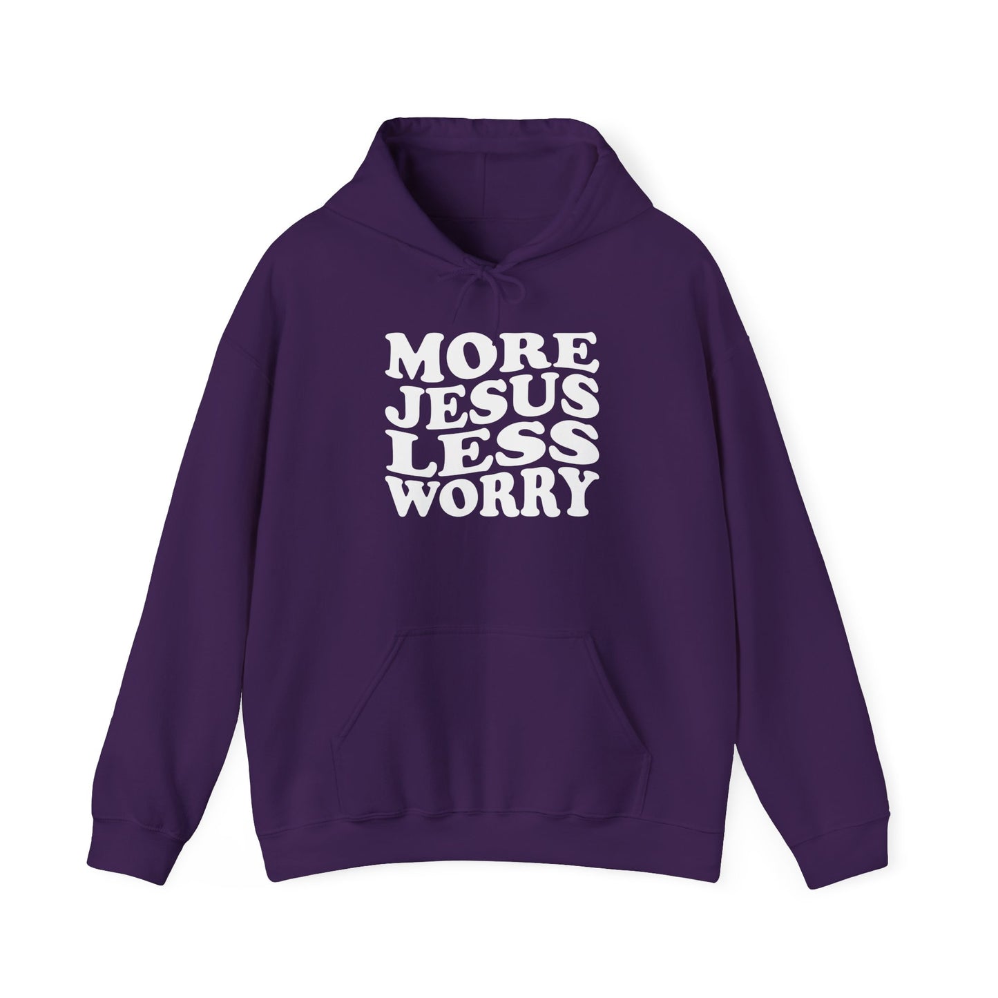 More Jesus Less Worry Hoodie, Faith-Inspired Sweatshirt, cozy gift for believers, Christian apparel, spiritual encouragement wear
