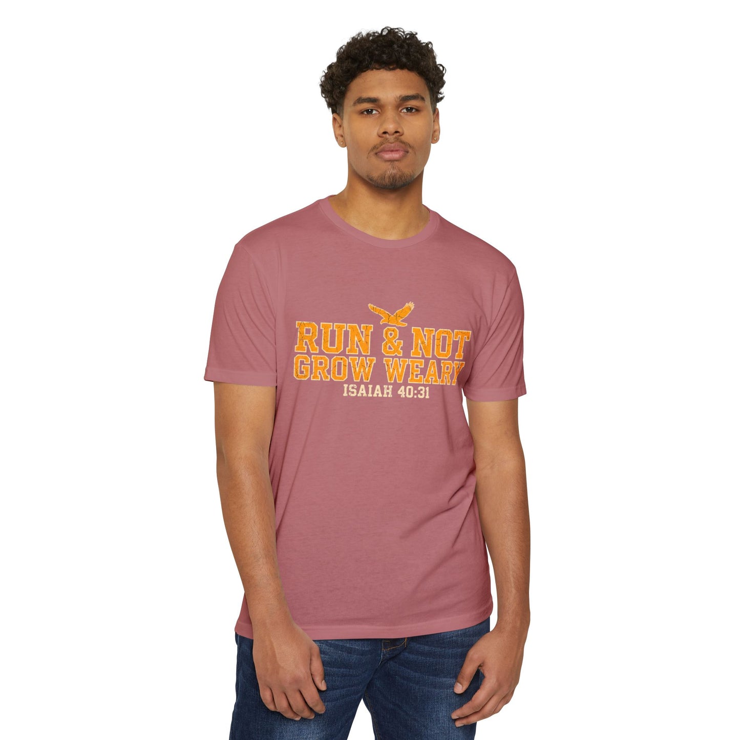 Run & Not Grow Weary Isaiah 40:31 T-Shirt | Christian Faith Scripture Tee