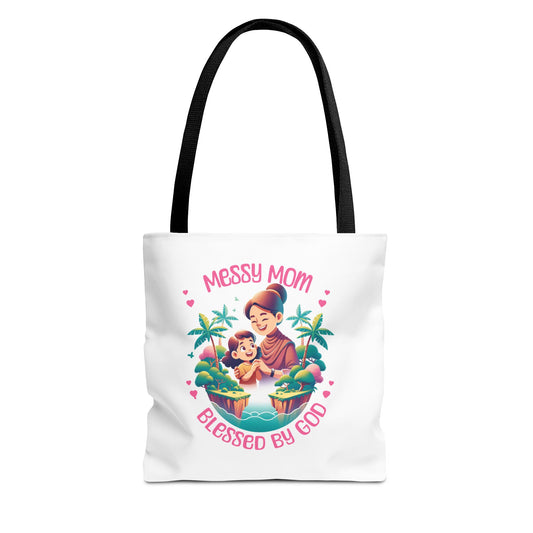 Messy Mom Blessed by God Tote Bag - Perfect Gift for Mother's Day and Everyday Use