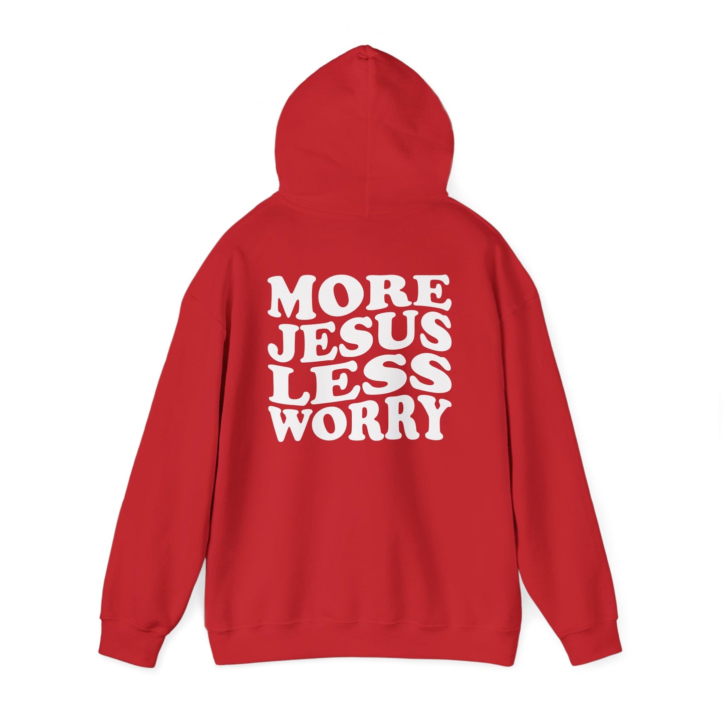 More Jesus Less Worry Hoodie, Faith-Inspired Sweatshirt, cozy gift for believers, Christian apparel, spiritual encouragement wear