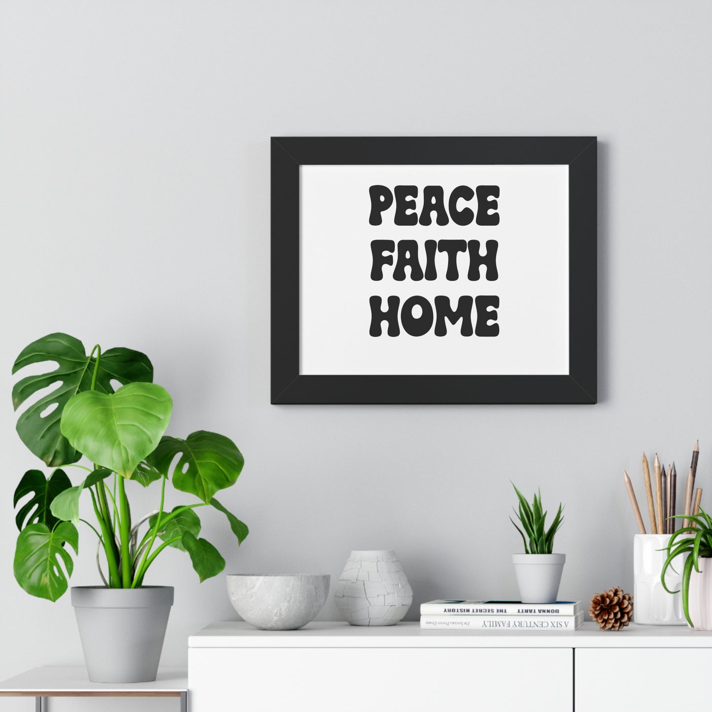 Peace Faith Home Framed Horizontal Poster | Wall Art, Inspirational Typography