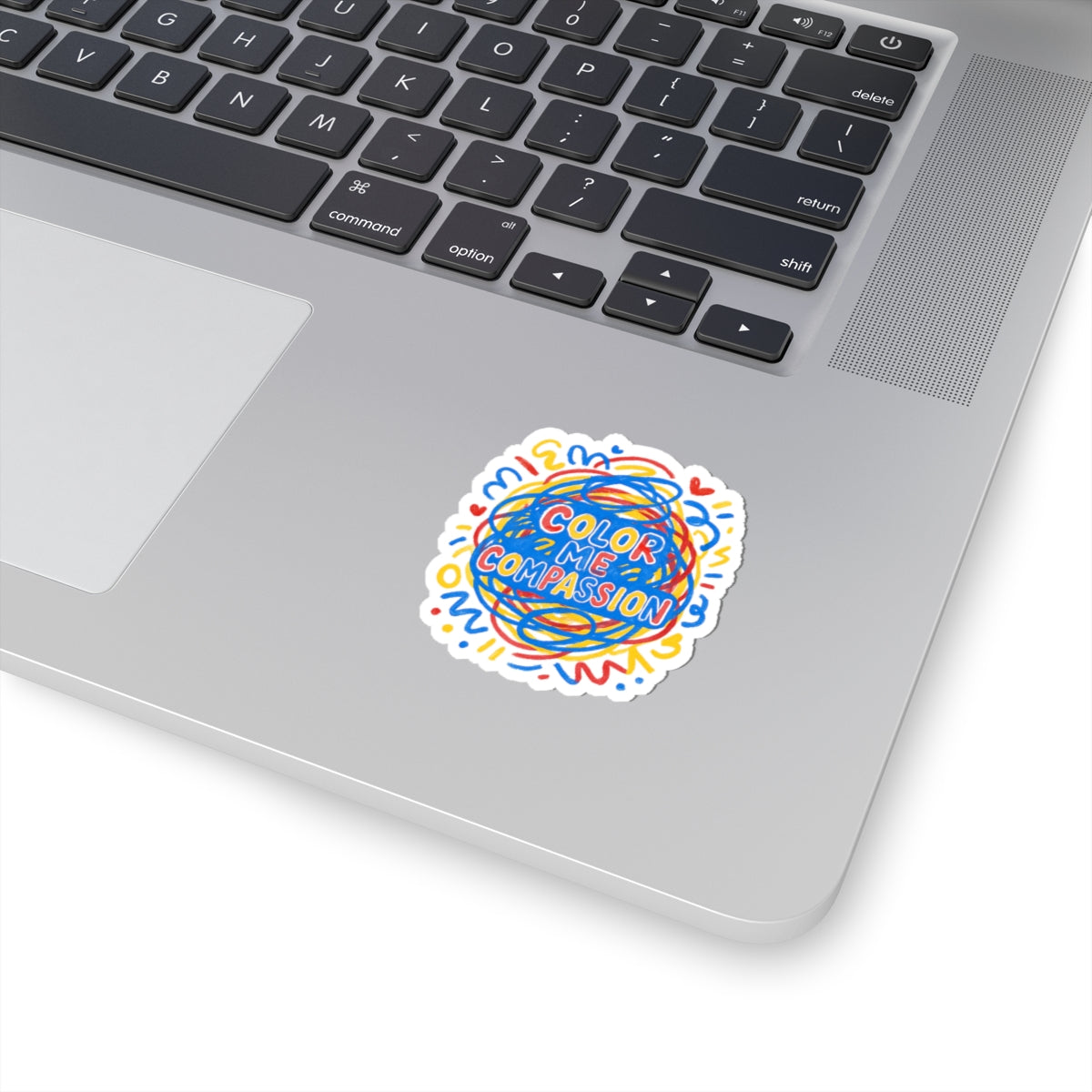 Color Me Compassion sticker | colorful doodle advocacy kiss-cut