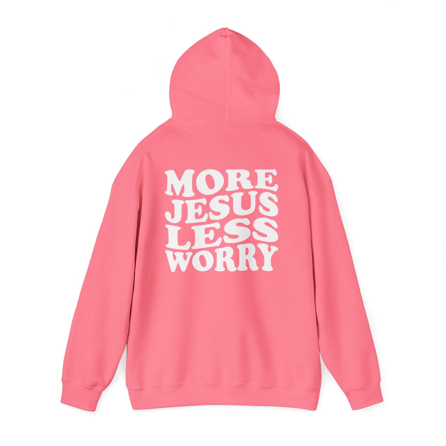 More Jesus Less Worry Hoodie, Faith-Inspired Sweatshirt, cozy gift for believers, Christian apparel, spiritual encouragement wear