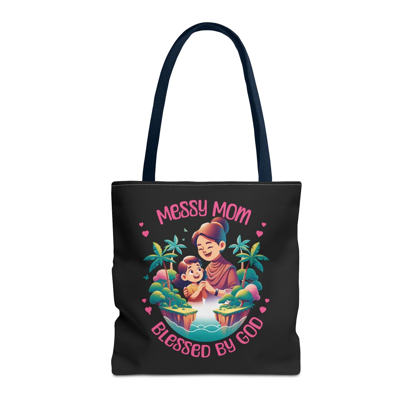 Messy Mom Blessed by God Tote Bag - Perfect Gift for Mother's Day and Everyday Use-Black