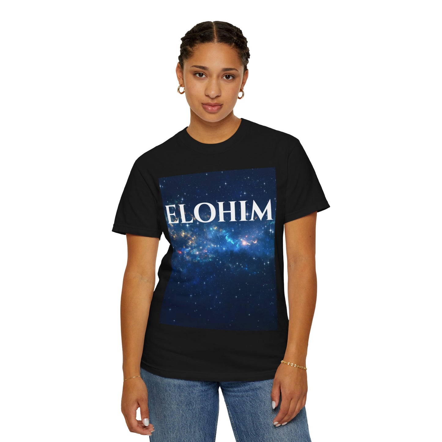 Cosmic Elohim T-Shirt, Unisex Space Tee, Spiritual Apparel, Gift for Star Lovers, Faith-Based Fashion, Everyday Casual Wear