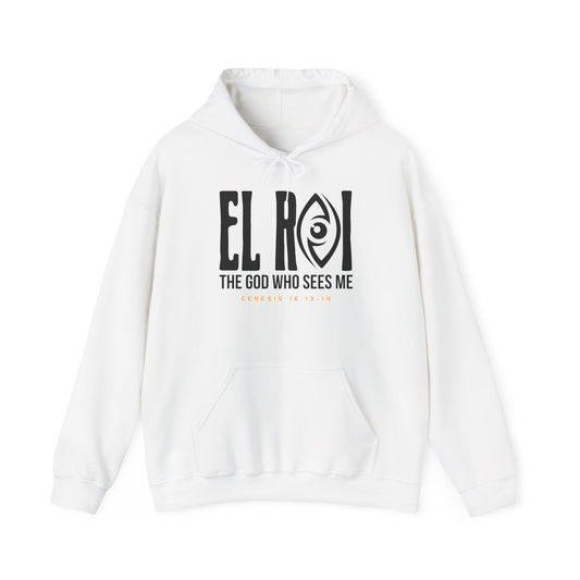 Christian Unisex Hooded Sweatshirt - EL ROI The God Who Sees Me - White