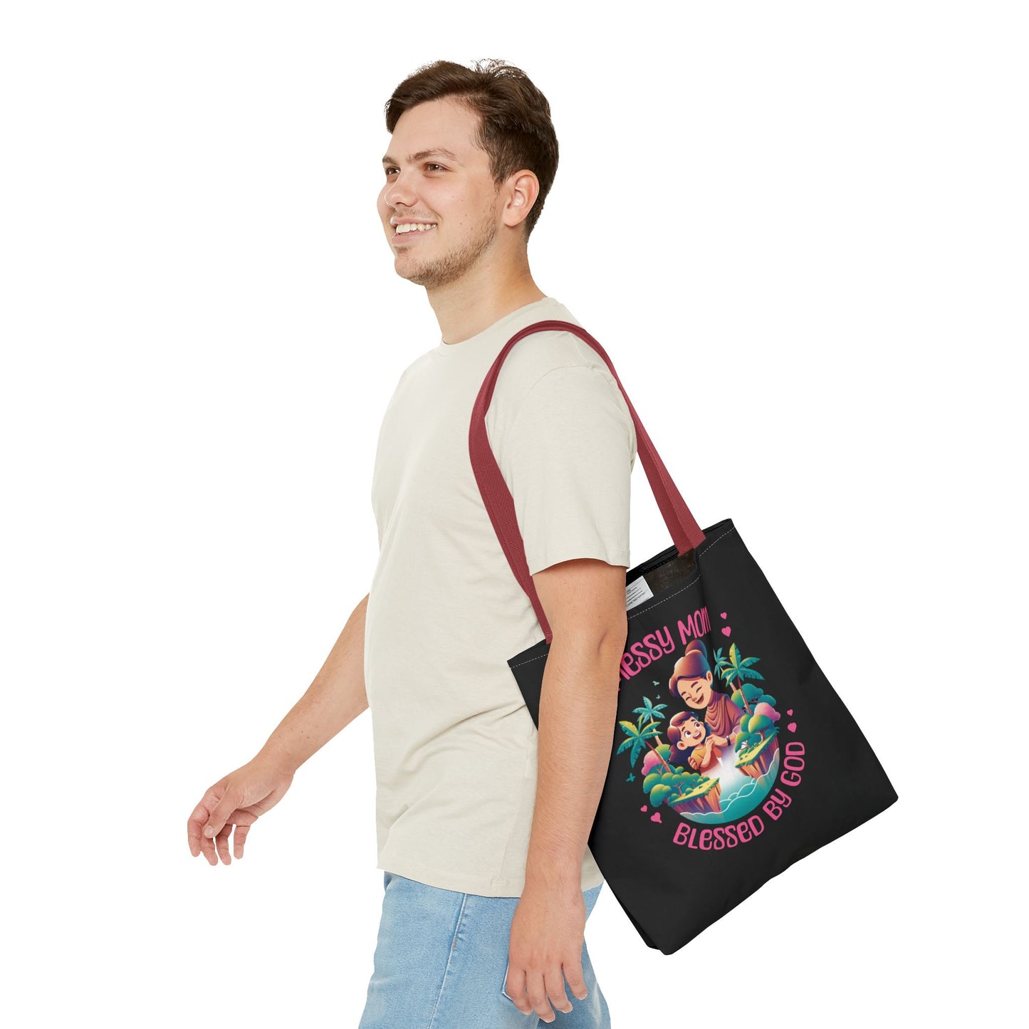 Messy Mom Blessed by God Tote Bag - Perfect Gift for Mother's Day and Everyday Use-Black