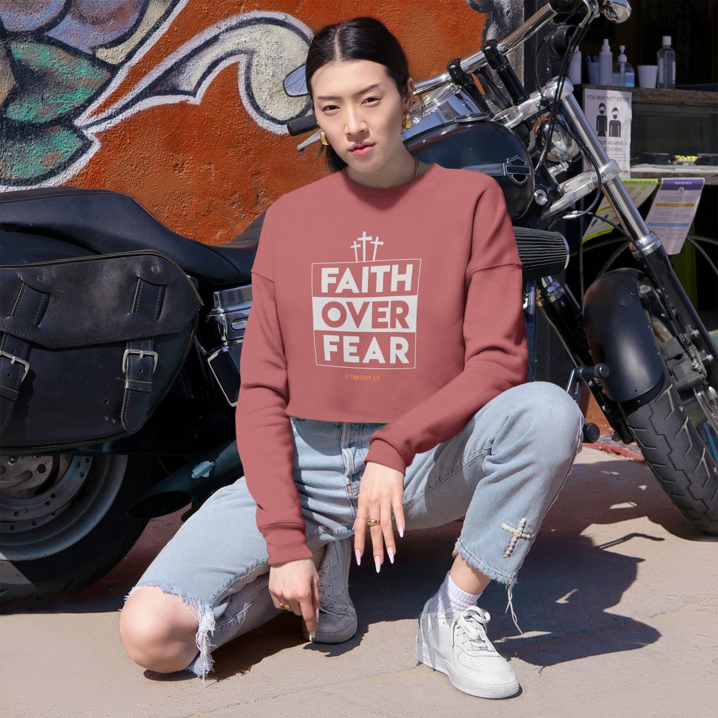 Faith Over Fear Cropped Sweatshirt-Multiple Colors