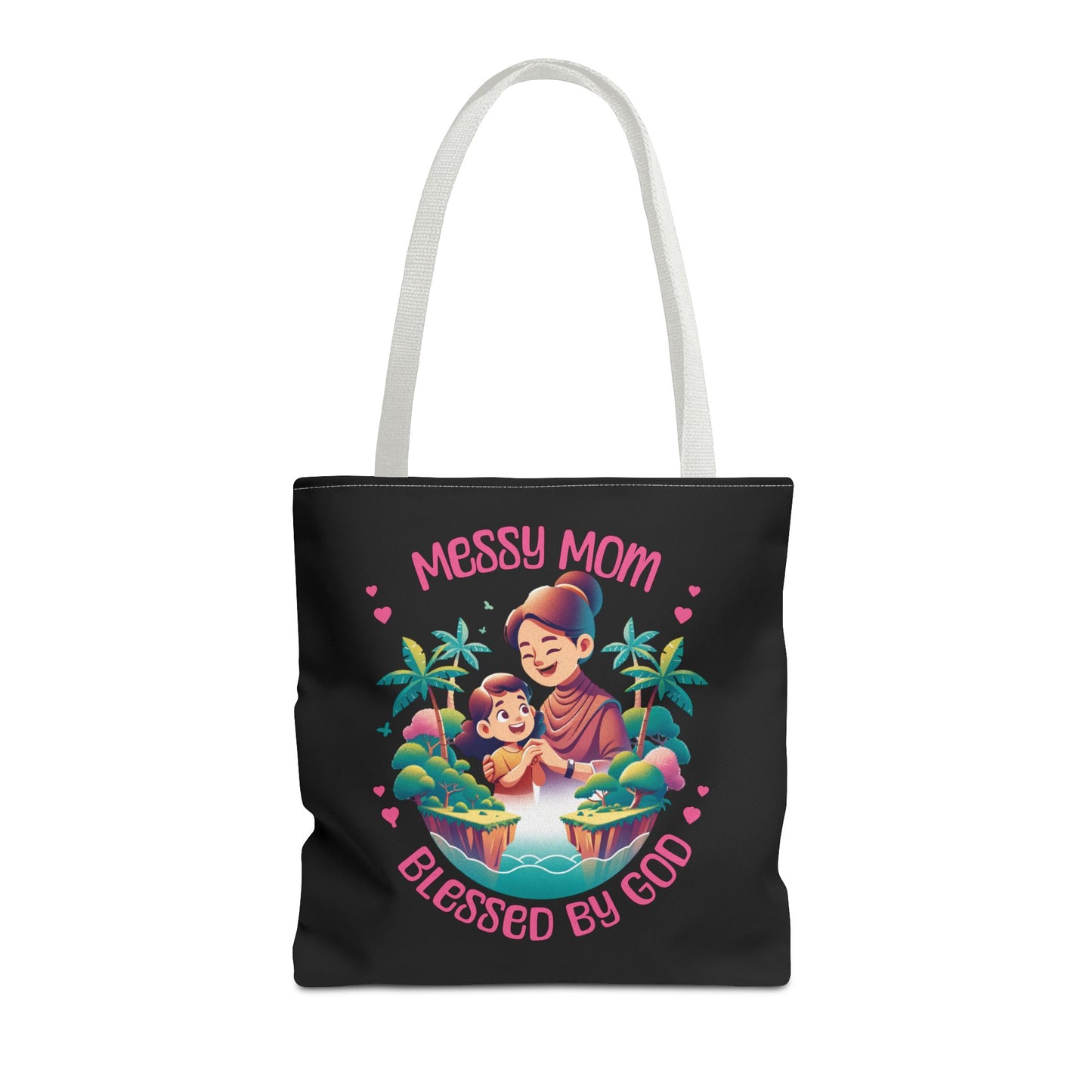 Messy Mom Blessed by God Tote Bag - Perfect Gift for Mother's Day and Everyday Use-Black