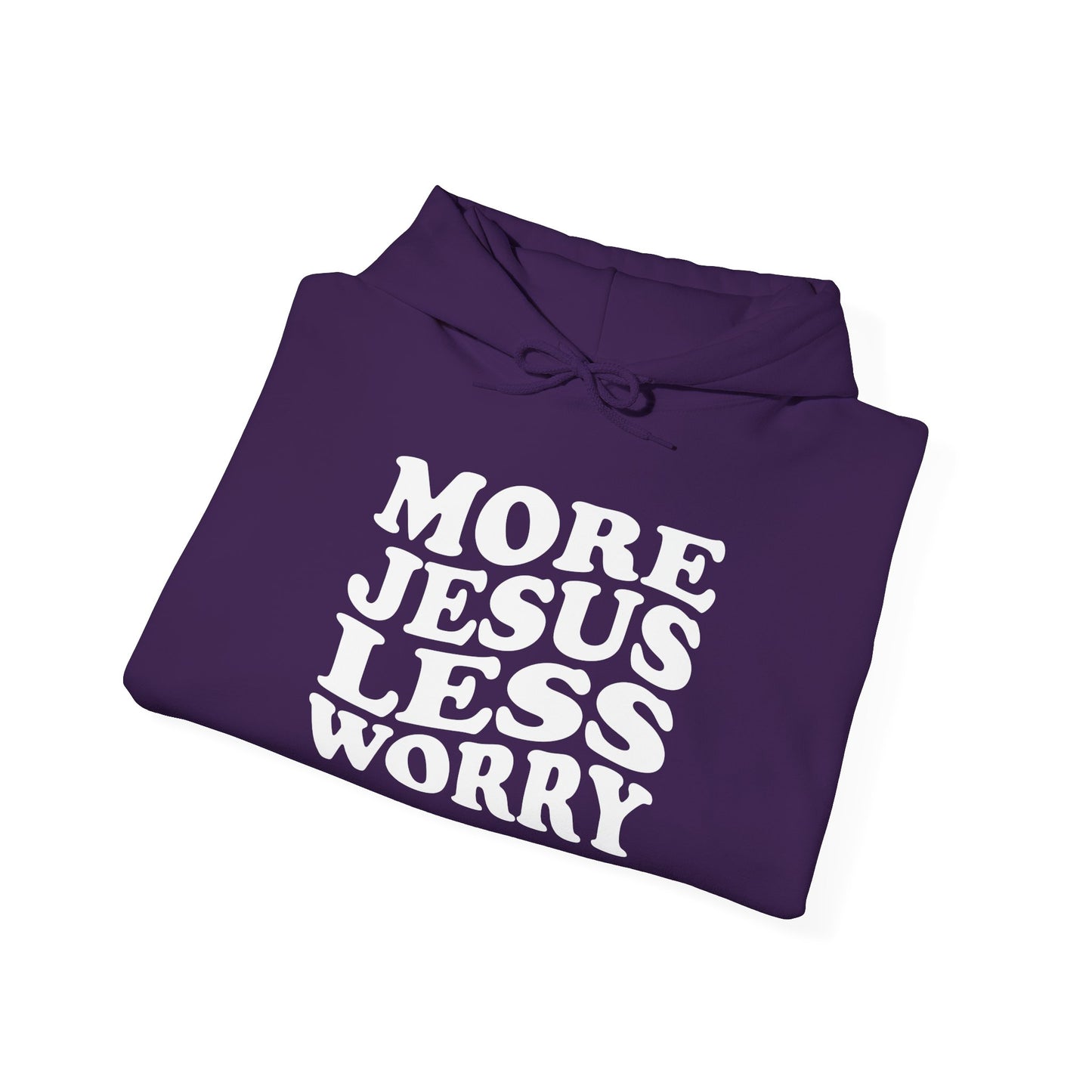 More Jesus Less Worry Hoodie, Faith-Inspired Sweatshirt, cozy gift for believers, Christian apparel, spiritual encouragement wear