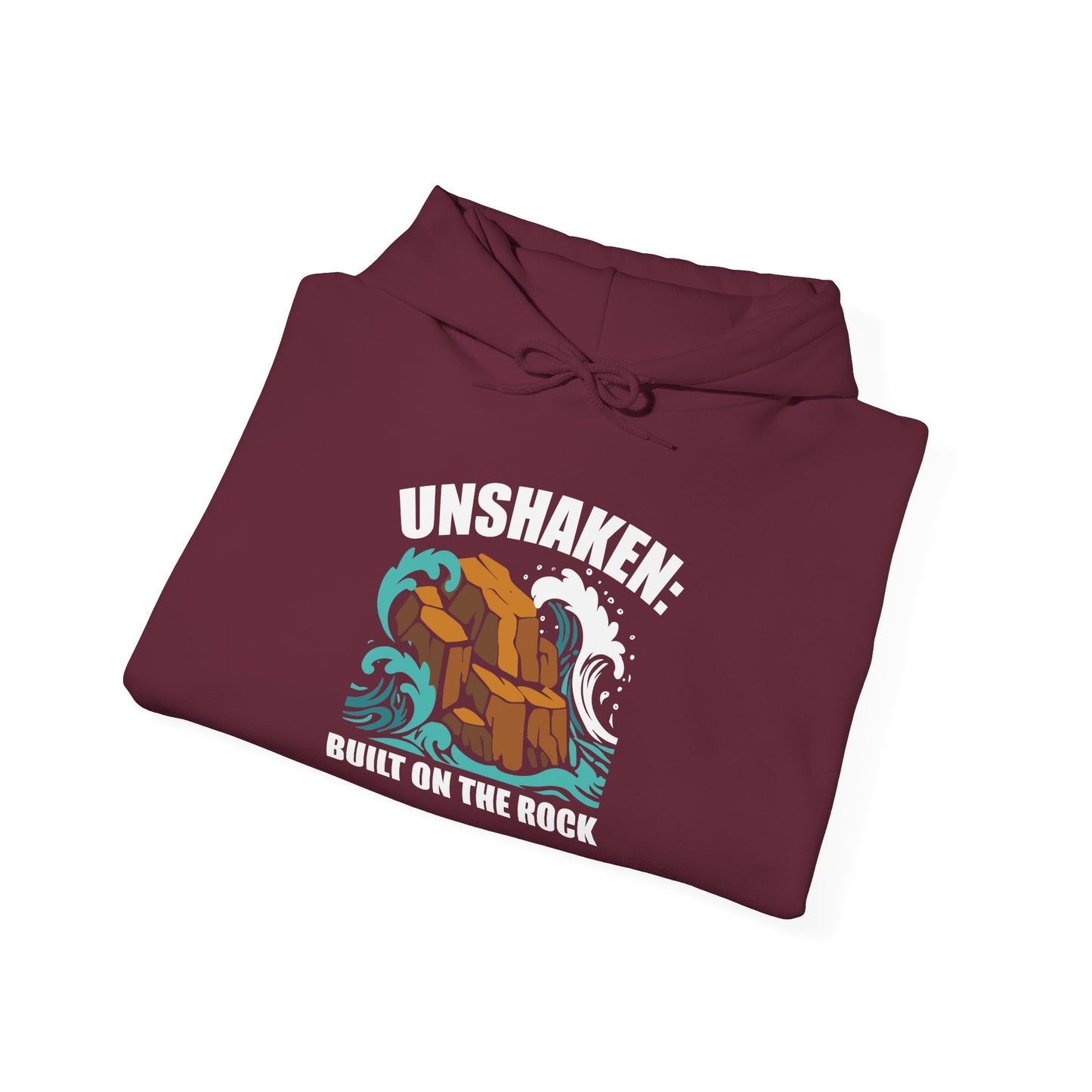 Motivational Unisex Hoodie - "Unshaken: Built on the Rock" - Comfortable Apparel for Everyday, Gift for Friends, Inspirational