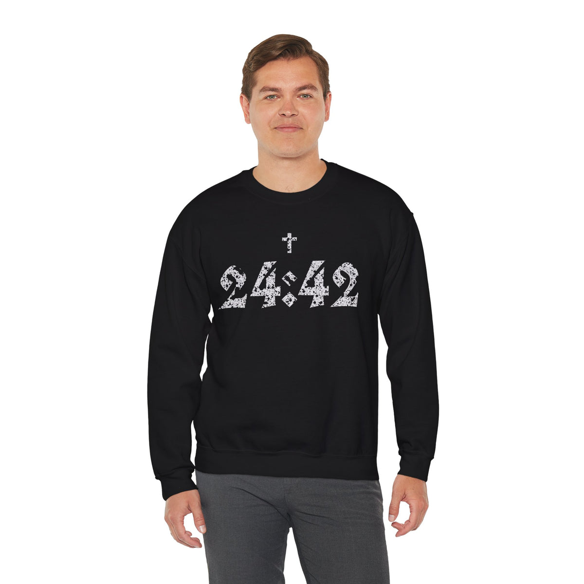 Matthew 24:42 Scripture Crewneck Sweatshirt | Cross Bible Verse