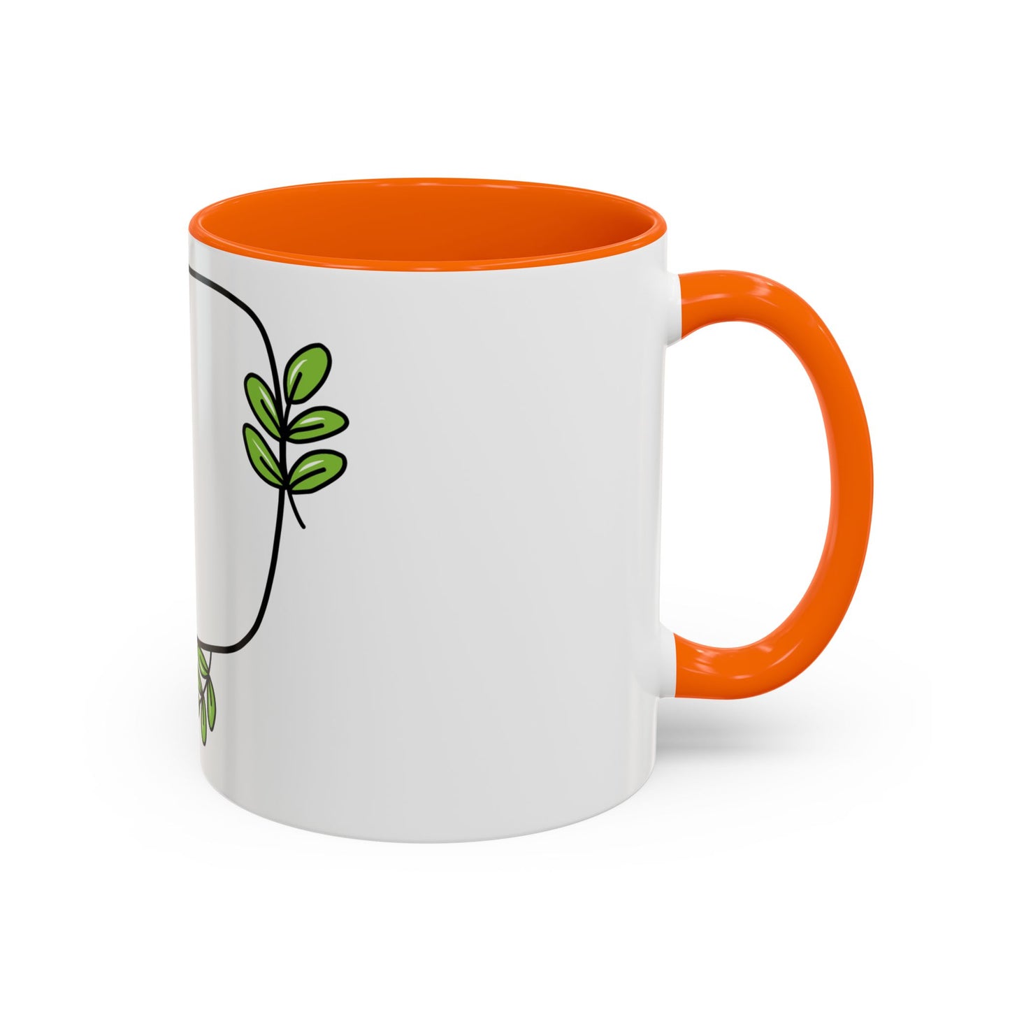 Customizable Accent Coffee Mug - Whimsical Design with Green Leaves