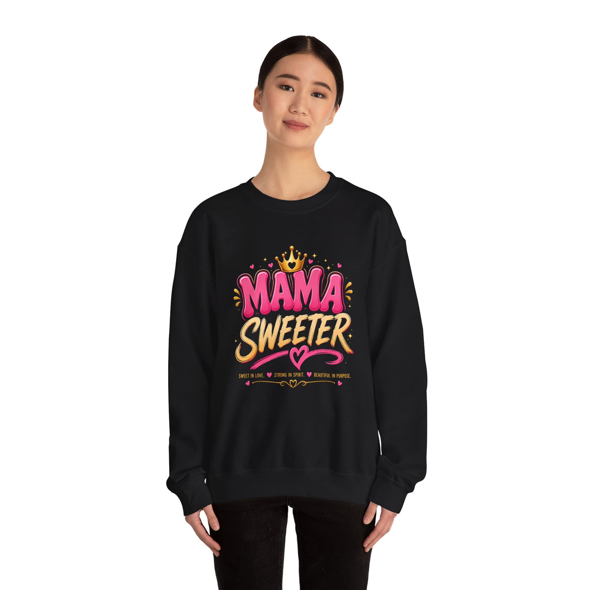 Mama Sweeter sweatshirt | Mom Typography Crewneck, Crown Heart Design
