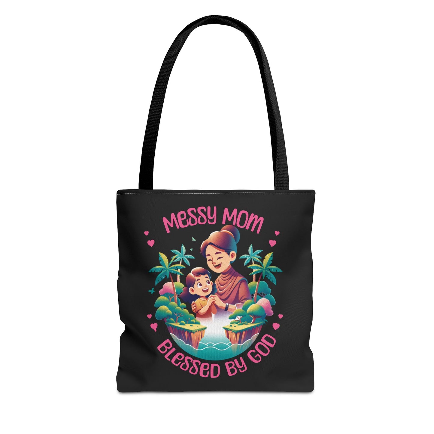 Messy Mom Blessed by God Tote Bag - Perfect Gift for Mother's Day and Everyday Use-Black