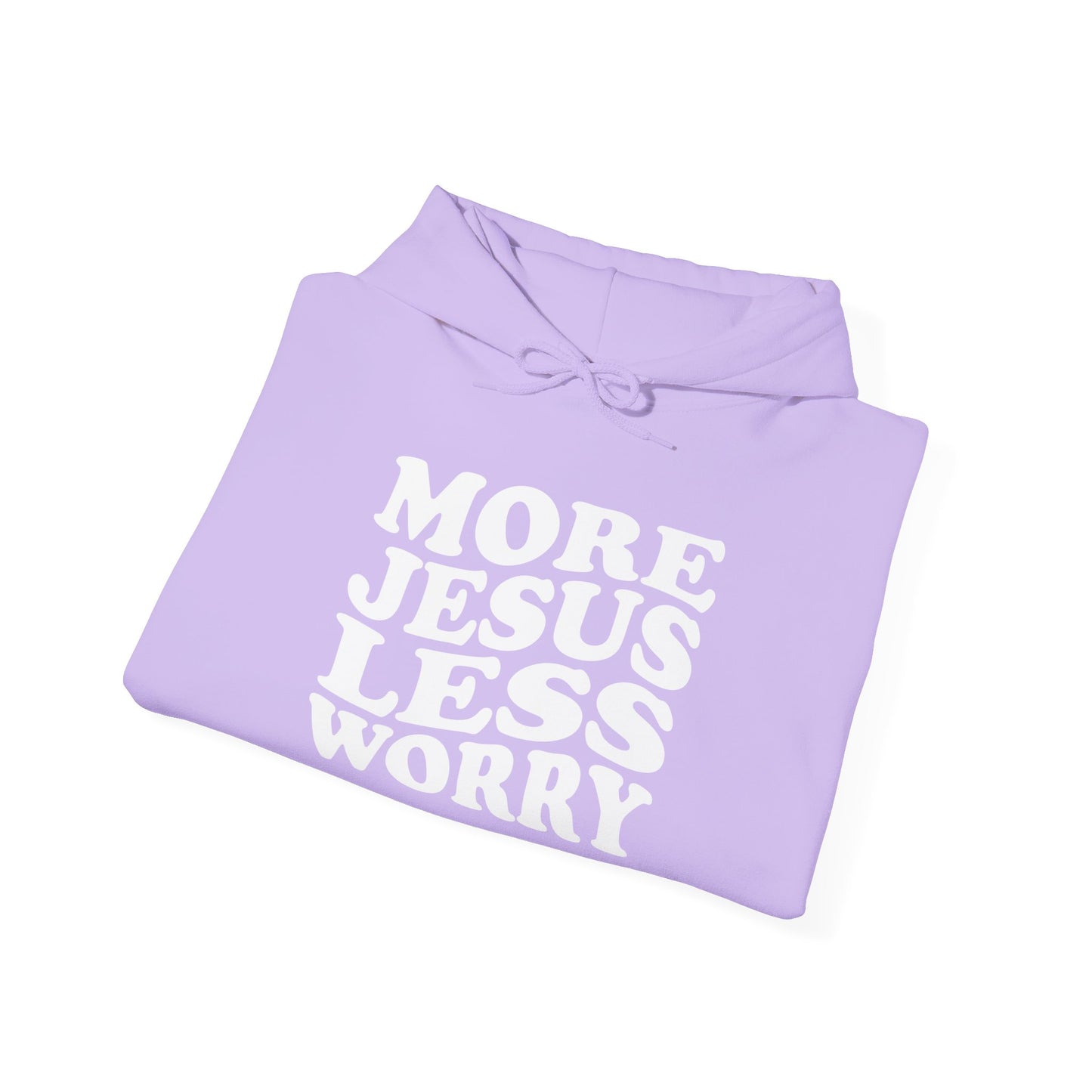 More Jesus Less Worry Hoodie, Faith-Inspired Sweatshirt, cozy gift for believers, Christian apparel, spiritual encouragement wear