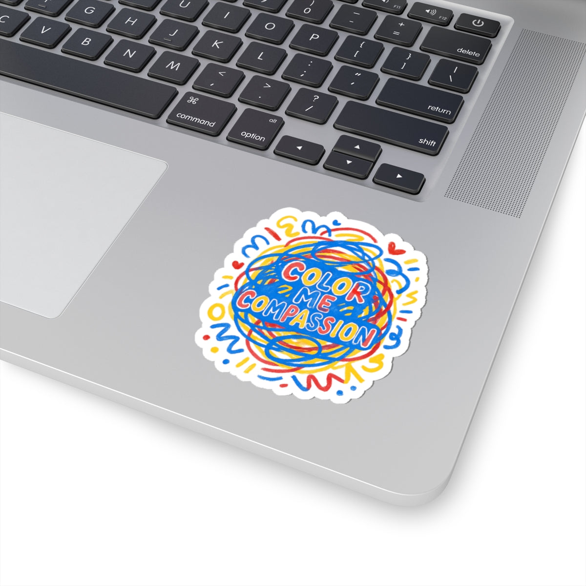Color Me Compassion sticker | colorful doodle advocacy kiss-cut