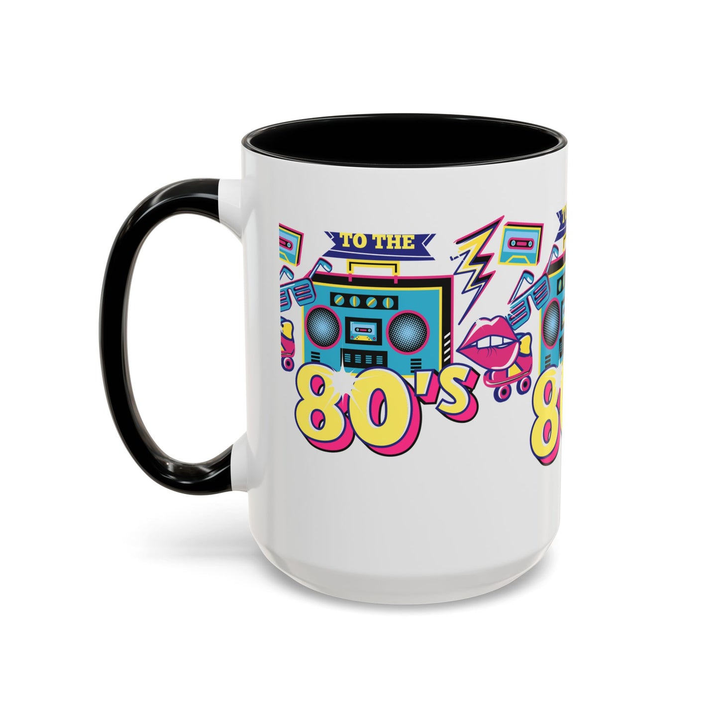 Retro 80's Coffee Mug, Vintage Mug for 80's Lovers, Nostalgic Gift, Boombox Design, Fun Drinkware for Parties