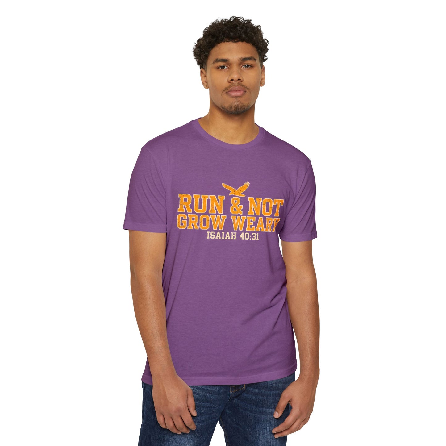 Run & Not Grow Weary Isaiah 40:31 T-Shirt | Christian Faith Scripture Tee