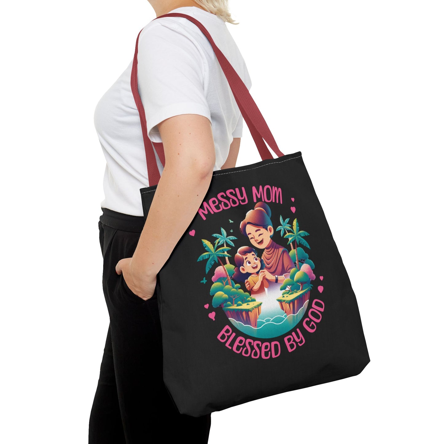 Messy Mom Blessed by God Tote Bag - Perfect Gift for Mother's Day and Everyday Use-Black