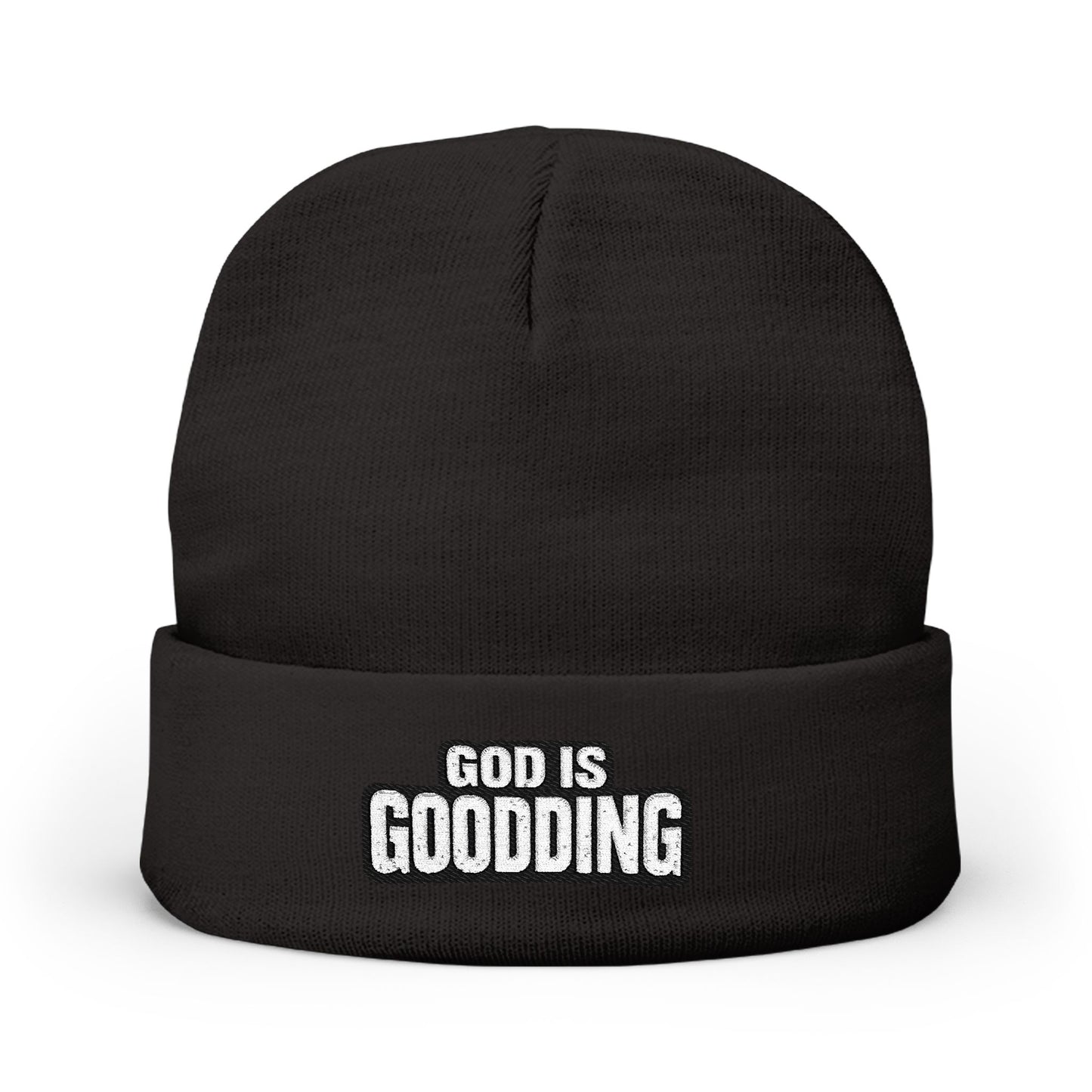 God Is Goodding knit beanie | embroidered Christian faith cuff hat